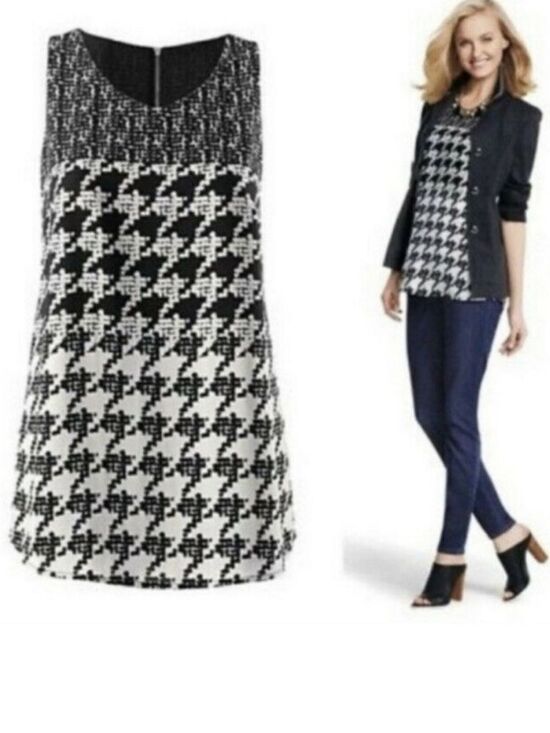 CAbi Tops - CAbi 3090  Broken Check/ Abstract Houndstooth Sleeveless Blouse Medium